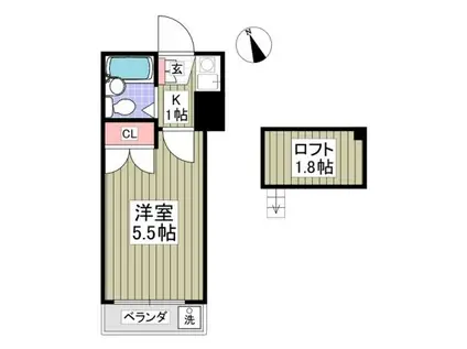 ネルソンパートV(1K/2階)の間取り写真