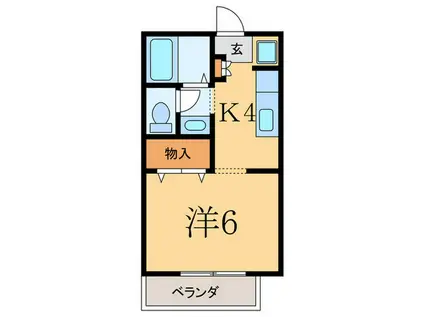 ブロッサム姿見(1K/1階)の間取り写真