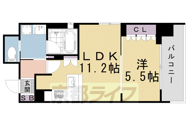 リーガル京都西陣II(1LDK/2階)の間取り写真