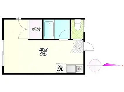 ベルデ自由が丘(ワンルーム/1階)の間取り写真