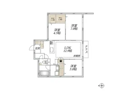 GRACEFEEL AYASE(3LDK/1階)の間取り写真