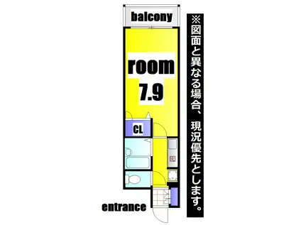 ライオンズマンション皇后崎公園(1K/7階)の間取り写真