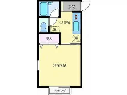 メゾンフルール(1K/2階)の間取り写真
