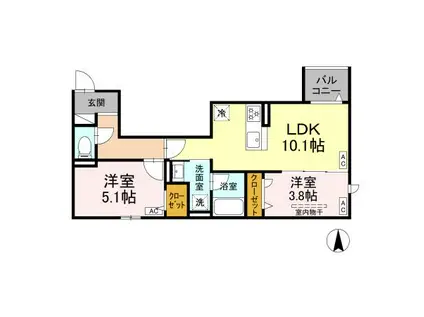 セレスティア上北沢(2LDK/2階)の間取り写真