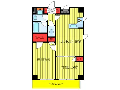 エスティメゾン赤羽(2LDK/6階)の間取り写真