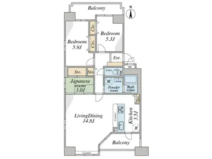 グラン・コート洛央万寿寺(3LDK/2階)の間取り写真