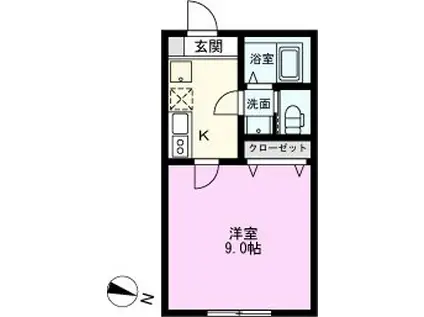 キャメル南越谷2(1K/1階)の間取り写真