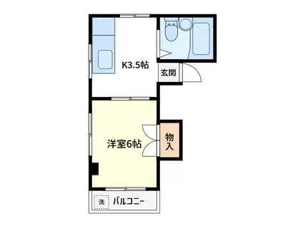 木伏ビル(1K/3階)の間取り写真