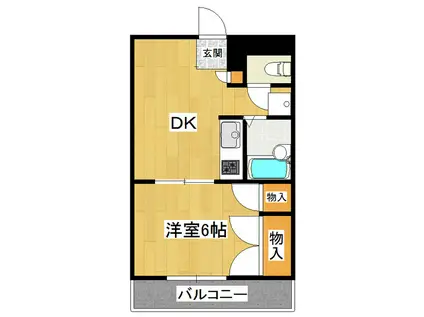 ビスタ大津野D棟(1DK/1階)の間取り写真