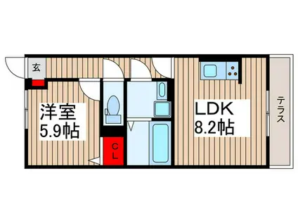 マウナケア(1LDK/1階)の間取り写真