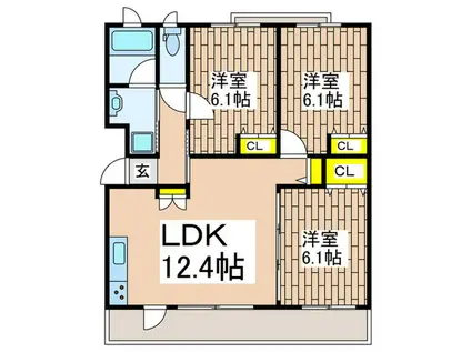 KENZO HAUSYOKODAI(3LDK/2階)の間取り写真