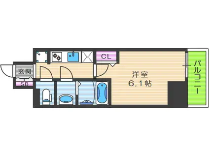 ファステート大阪ドームライズ(1K/6階)の間取り写真