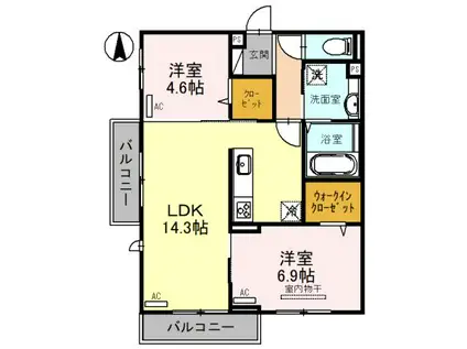 グランドメゾン(2LDK/3階)の間取り写真