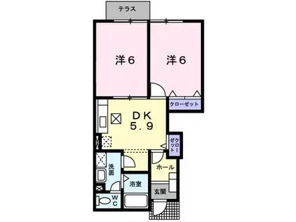 フォルトゥーナ II(2DK/1階)の間取り写真