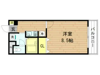 ルミエール巽(1K/1階)の間取り写真