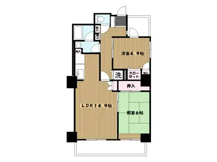 鶴見イーストリバー(2LDK/6階)の間取り写真