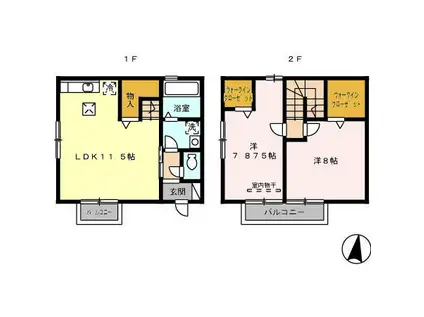 ファミール森西B(2LDK/1階)の間取り写真