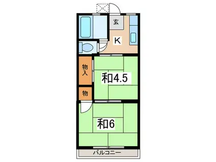 ハイツ高千穂(2K/2階)の間取り写真