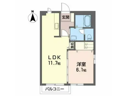 プリーマ ドルフB(1LDK/2階)の間取り写真