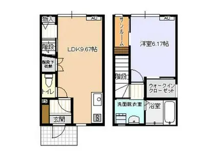 ビオラ野村(1LDK/1階)の間取り写真