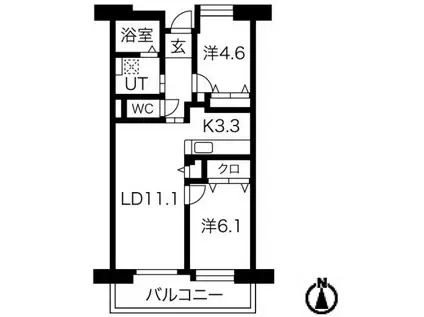 アクティ目黒駅前1棟(2LDK/9階)の間取り写真