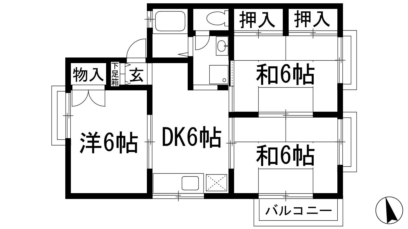 メゾンフレール(3DK/2階)の間取り写真
