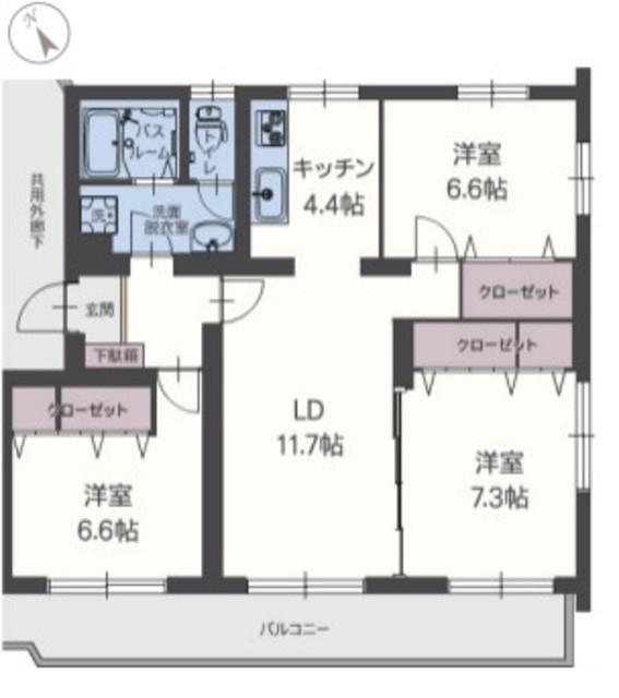 プラテリア(3LDK/1階)の間取り写真