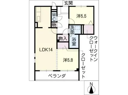 シャトー犬山(2LDK/3階)の間取り写真