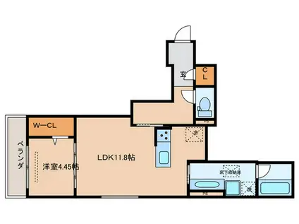 D-RESIDENCE蛍池西町(1LDK/1階)の間取り写真