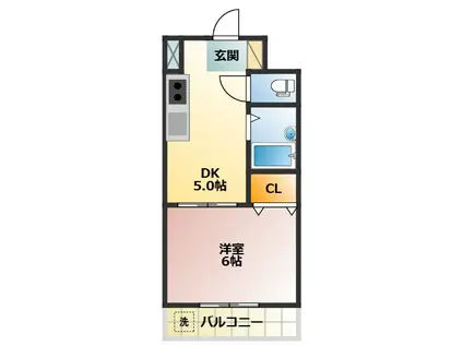 カーサ栄(1DK/2階)の間取り写真