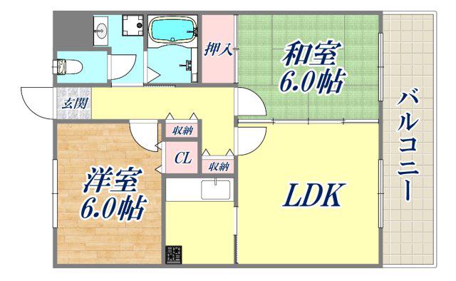 グランピアウエスト(2LDK/3階)の間取り写真