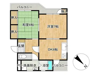 小山サンハイツ(2DK/1階)の間取り写真