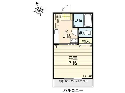 エクスリートKI(1K/1階)の間取り写真