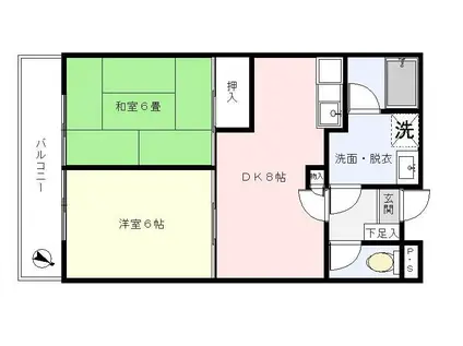 コンフォールコート東寺尾(2DK/2階)の間取り写真