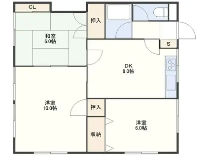 レーヴェン愛宕(3DK/1階)の間取り写真