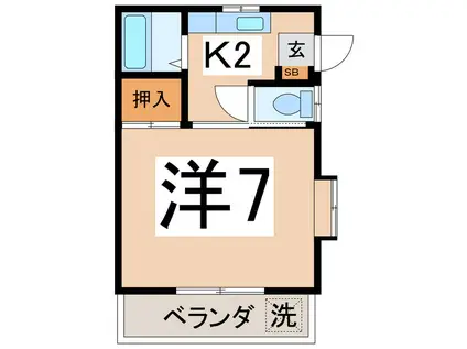 ミサキハイツ(1K/2階)の間取り写真