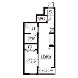 RS RESIDENCE II(1LDK/1階)の間取り写真