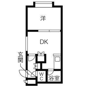 ウィスタリア元町(1DK/4階)の間取り写真