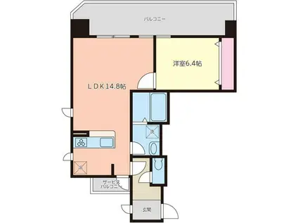 クリエイト仙台東ビル(1LDK/9階)の間取り写真
