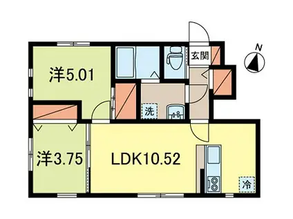 ル・カーサ(2LDK/1階)の間取り写真