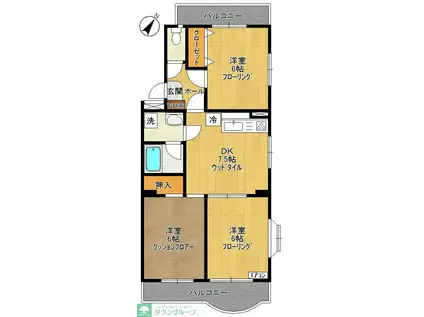 アネックスサボタ(3DK/2階)の間取り写真