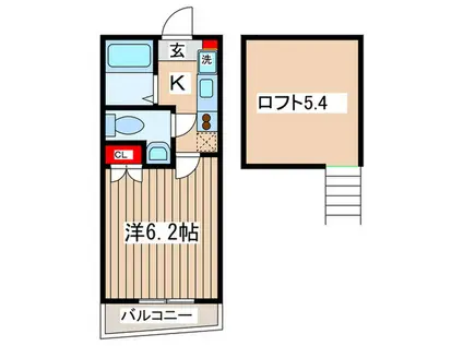 エスタス野方(1K/2階)の間取り写真