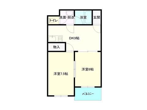ガーデンパレス(2DK/2階)の間取り写真
