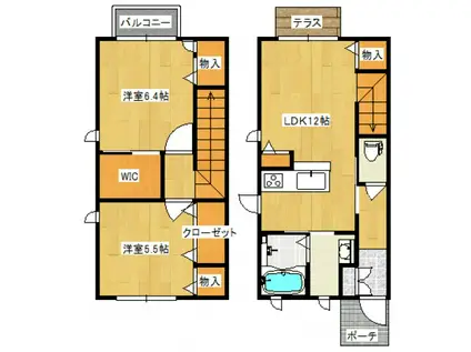 シャーメゾン愛宕(2LDK/1階)の間取り写真