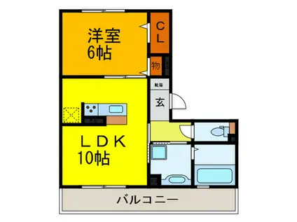 セジュール東太子(1LDK/1階)の間取り写真