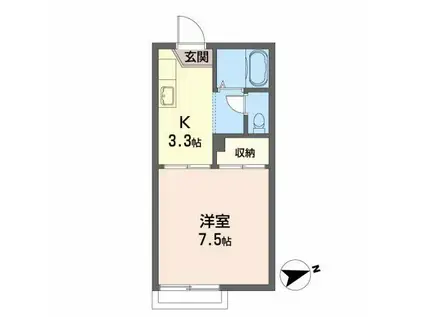 ヤマサンプラザ(1K/2階)の間取り写真