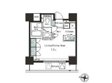 パークアクシス本郷の杜(1K/9階)の間取り写真