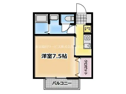 シャインハイツB棟(1K/1階)の間取り写真