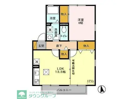 ハイカムール上本郷(1LDK/1階)の間取り写真