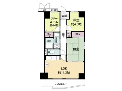 エテルノ神戸(2SLDK/4階)の間取り写真